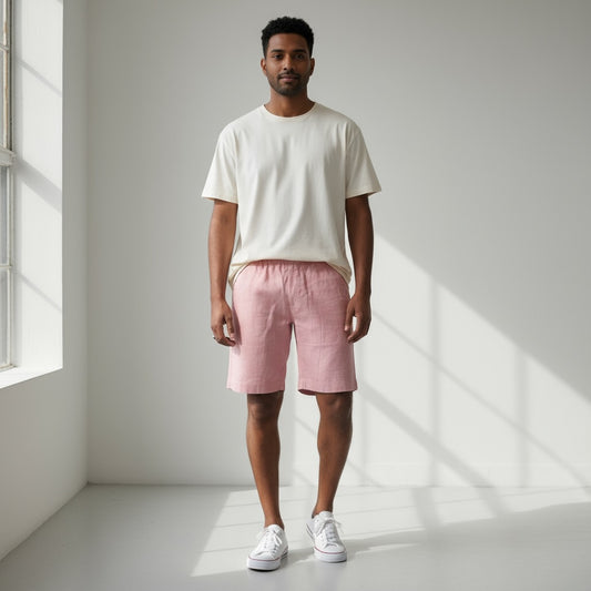 Classic Shorts- 100% Premium Linen - Men's Shorts - Rose