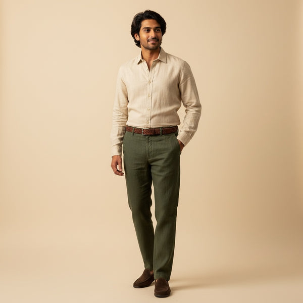 Linen Chinos for Men- Olive