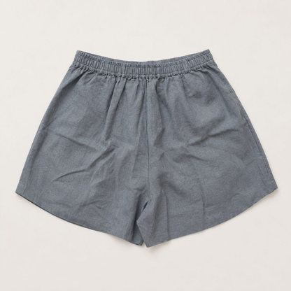100% Pure Linen Skorts for Women with Pockets - Grey