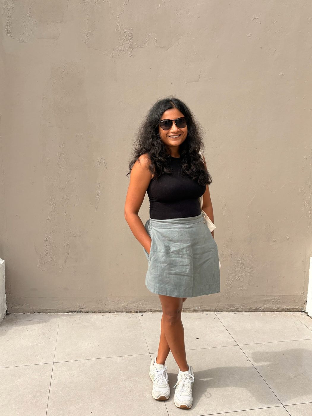 100% Pure Linen Skorts for Women with Pockets - Grey