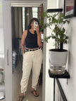 100% Premium Linen Carrot Pant - Women