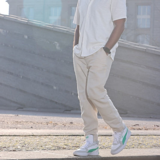 Relaxed fit pants- 100% Premium Linen - Men - Beige