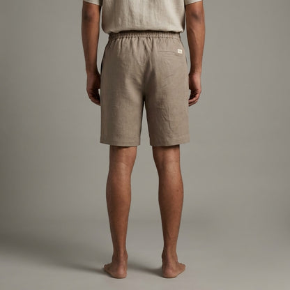 Taupe Premium Linen Classic Shorts for Men