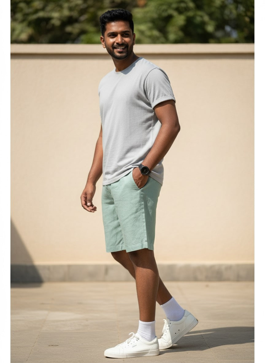 Linen Shorts for Men - Sage