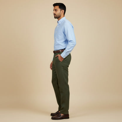 Office Chinos for Men - 100% Premium Linen - Olive