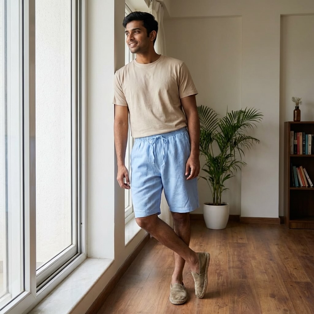Classic Shorts- 100% Premium Linen - Men's Shorts - Dusty Blue