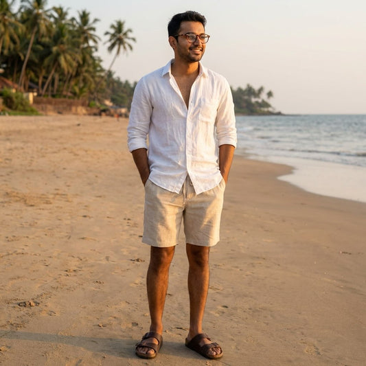 Classic Shorts- 100% Premium Linen - Men's Shorts - Beige
