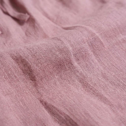 Linen Resort Collar Short Sleeve Shirt for Men- Rose