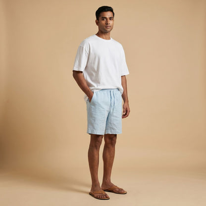 Linen Classic Shorts for Men- Cool Blue