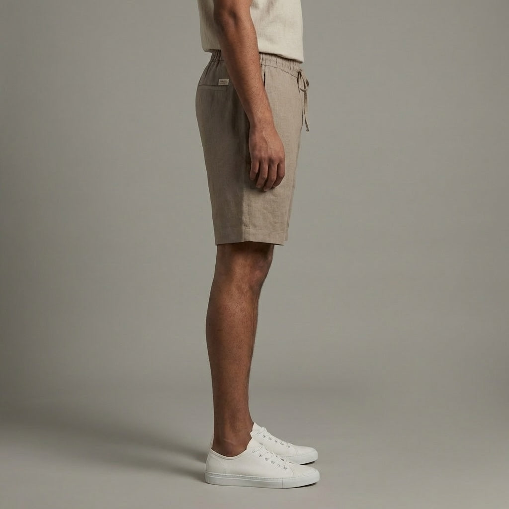 Linen Classic Shorts for Men- Taupe