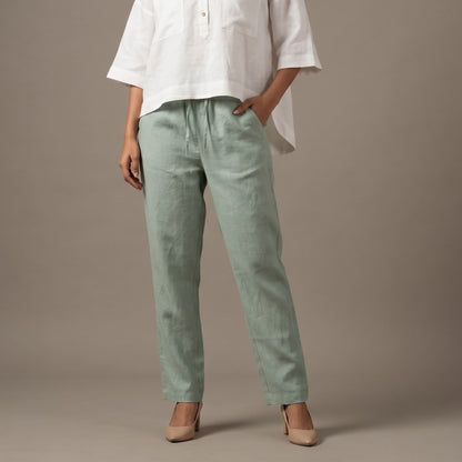 Linen Relaxed Fit Pants for Women- Sage