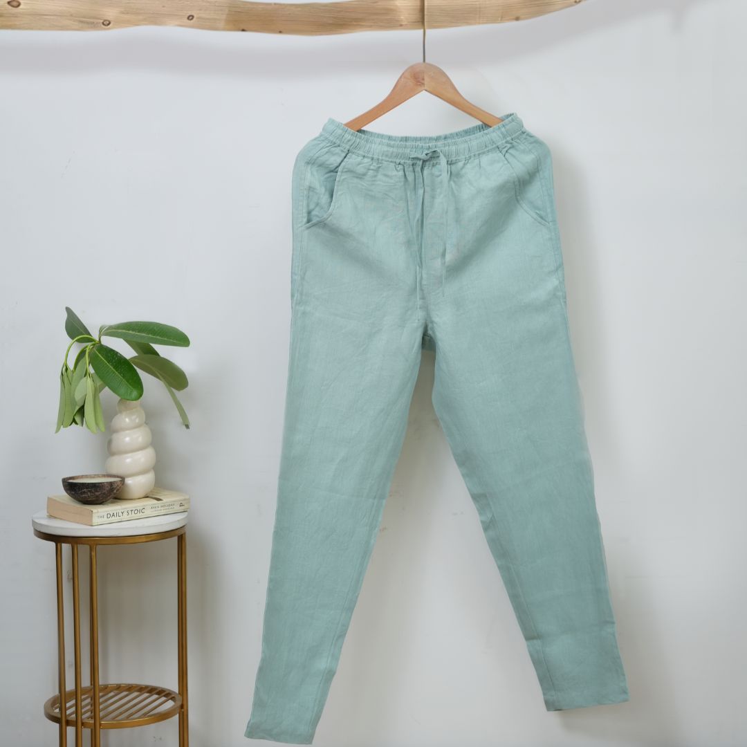 Linen Relaxed Fit Pants for Women- Sage
