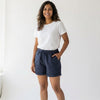Linen Shorts for Women- Navy
