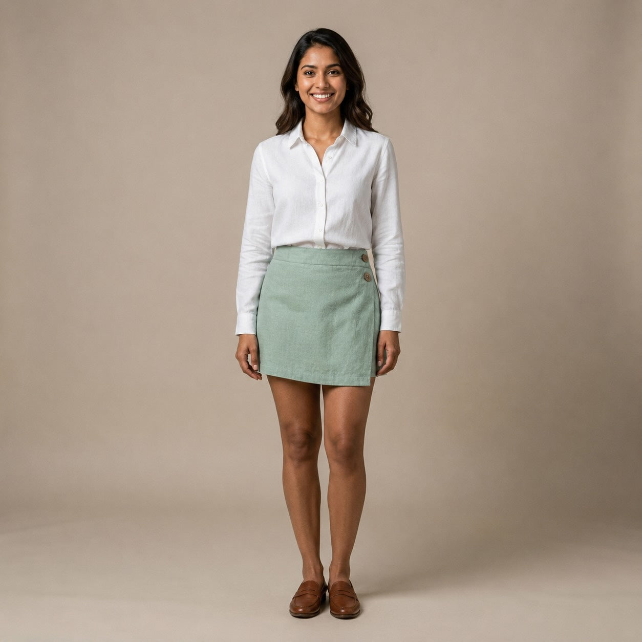 Linen Skorts for Women (Rimore X Sara)- Sage