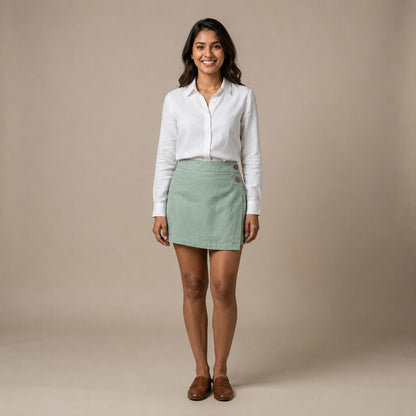 Linen Skorts for Women (Rimore X Sara)- Sage