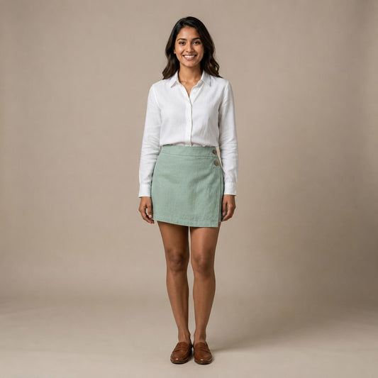 Linen Skorts for Women (Rimore X Sara)- Sage