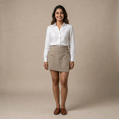 Linen Skorts for Women (Rimore X Sara)- Taupe