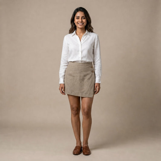 Linen Skorts for Women (Rimore X Sara)- Taupe