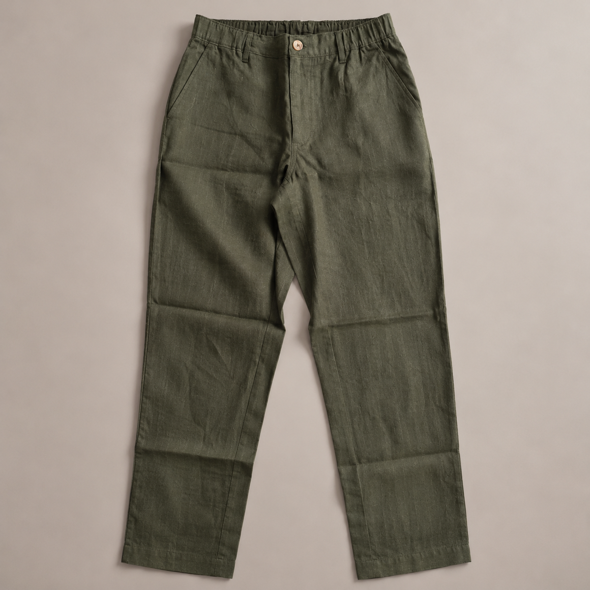 100% Pure Linen Chinos for Men - Olive