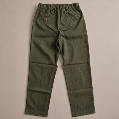100% Pure Linen Chinos for Men - Olive