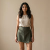 Linen Skorts for Women (Rimore X Sara)- Olive