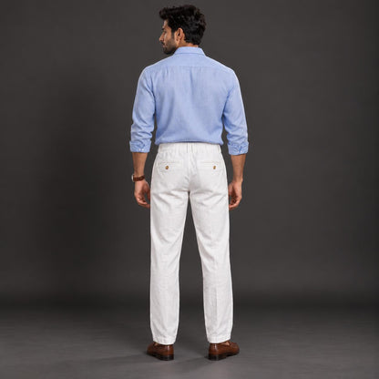 100% Pure Linen Chinos for Men - White
