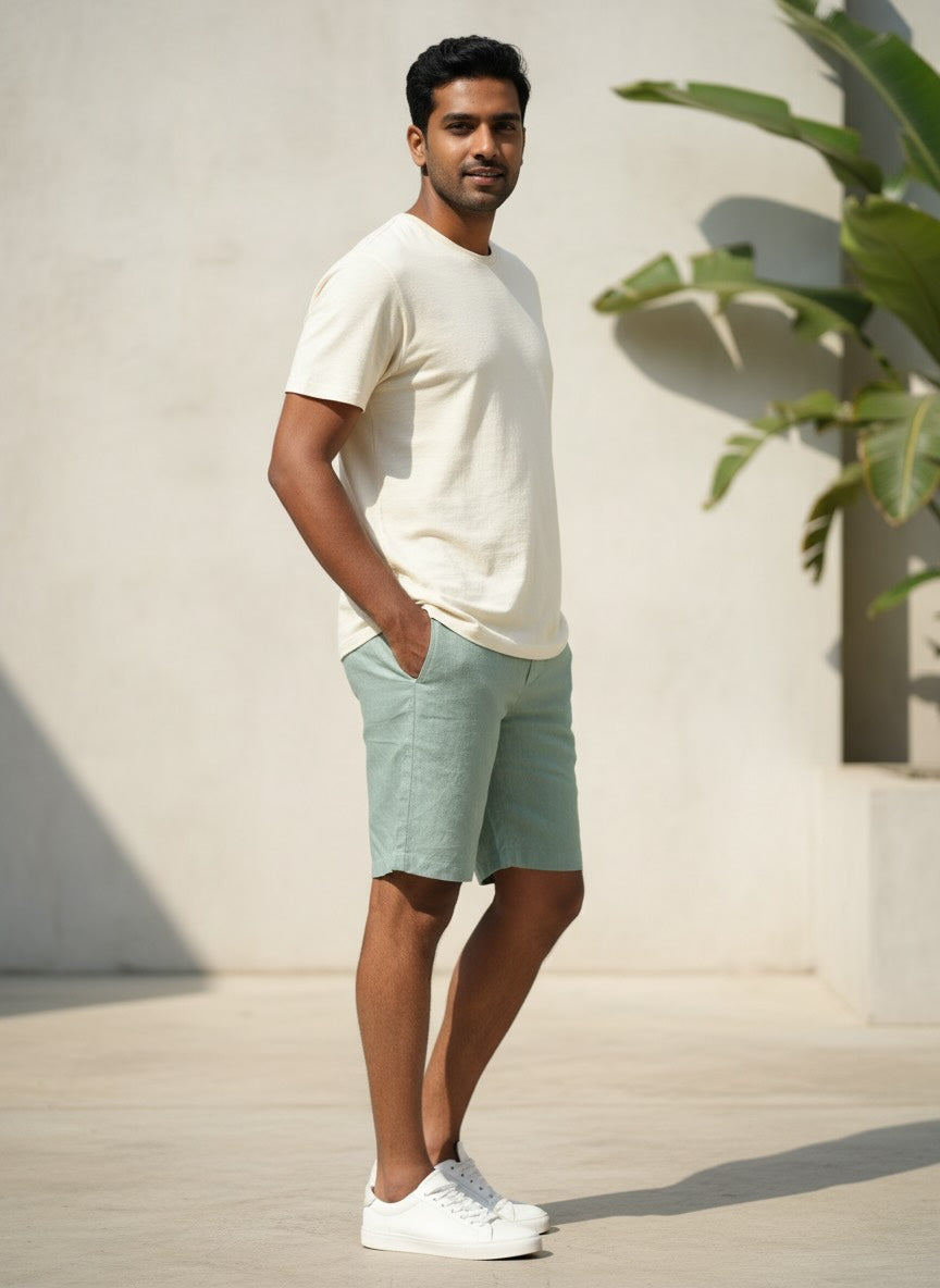 Linen Shorts for Men - Sage