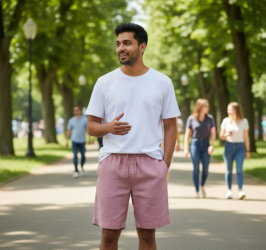 Classic Shorts- 100% Premium Linen - Men's Shorts - Rose