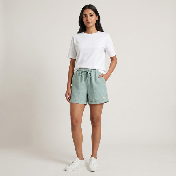 Linen Shorts for Women- Sage