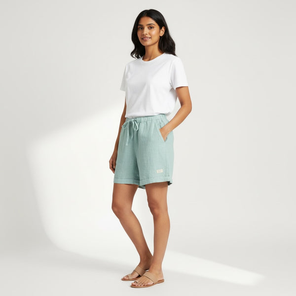Linen Shorts for Women- Sage