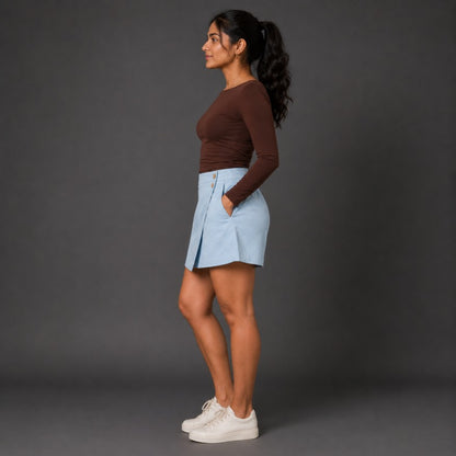 Linen Skorts for Women with Pockets- Sky Blue