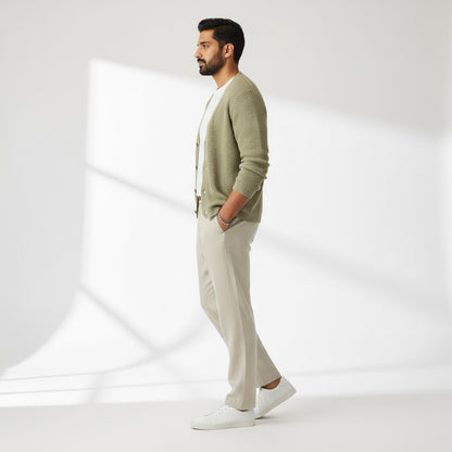 Office Chinos for Men - 100% Premium Linen - Beige