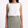 100% Pure Linen Round neck sleeveless top for Women - White