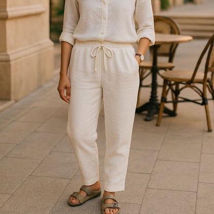 100% Premium Linen Relaxed fit Pants- Women