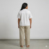 Open Collar Half Sleeve Linen Shirt - Women - White