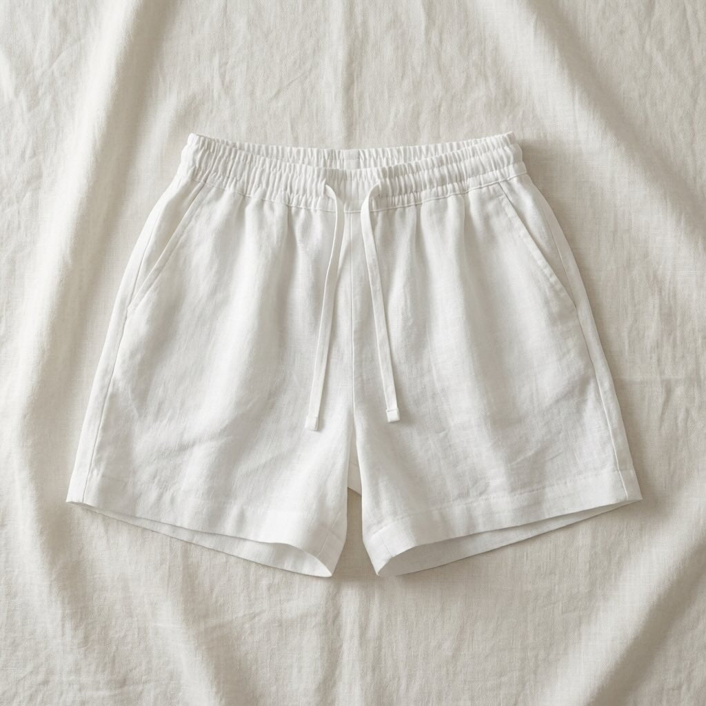 Linen Shorts for Women- White