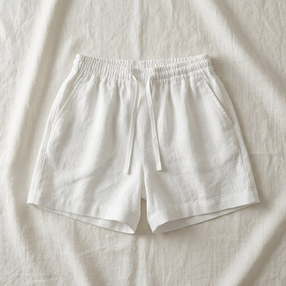 Linen Shorts for Women- White