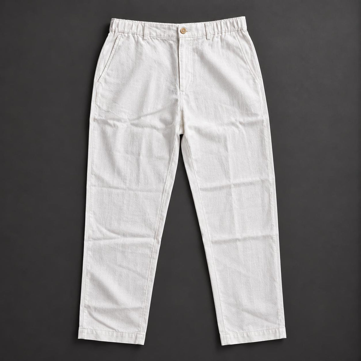 100% Pure Linen Chinos for Men - White