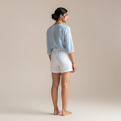 Linen Shorts for Women- White