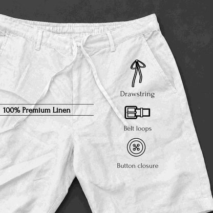 Linen Buttoned Shorts for Men- White