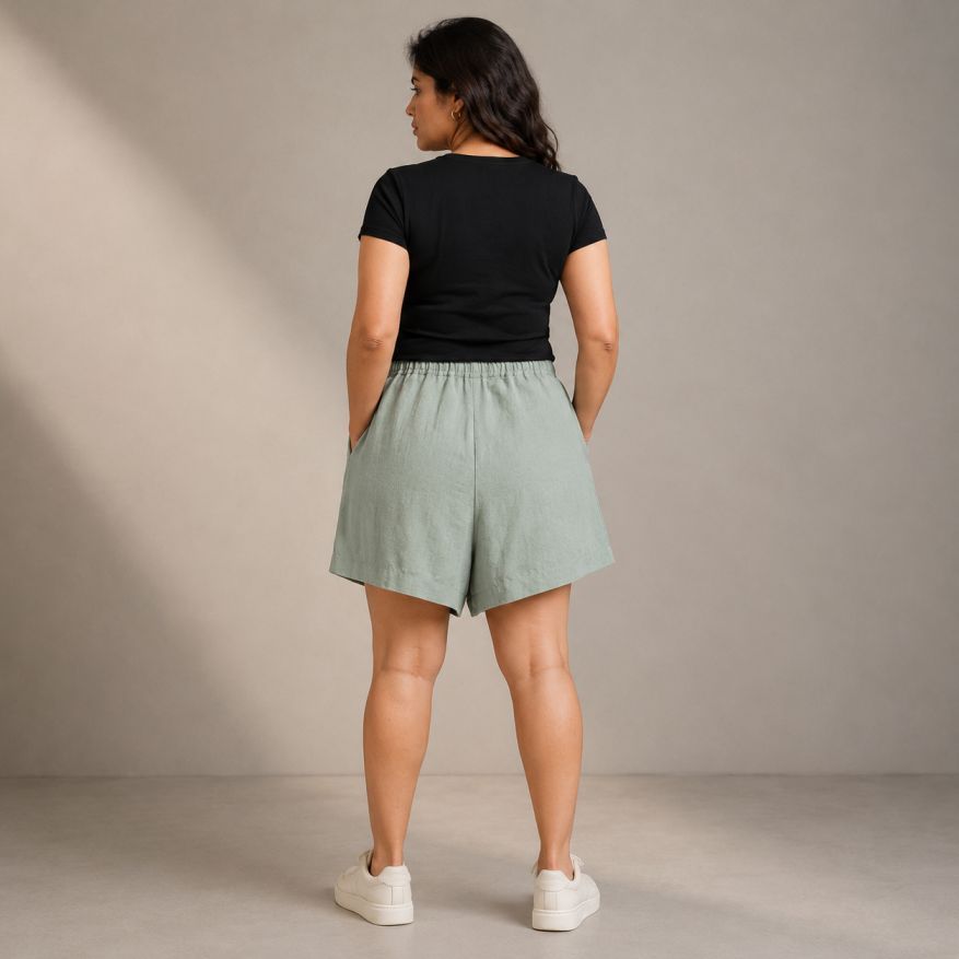 Linen Skorts for Women with pockets- Sage