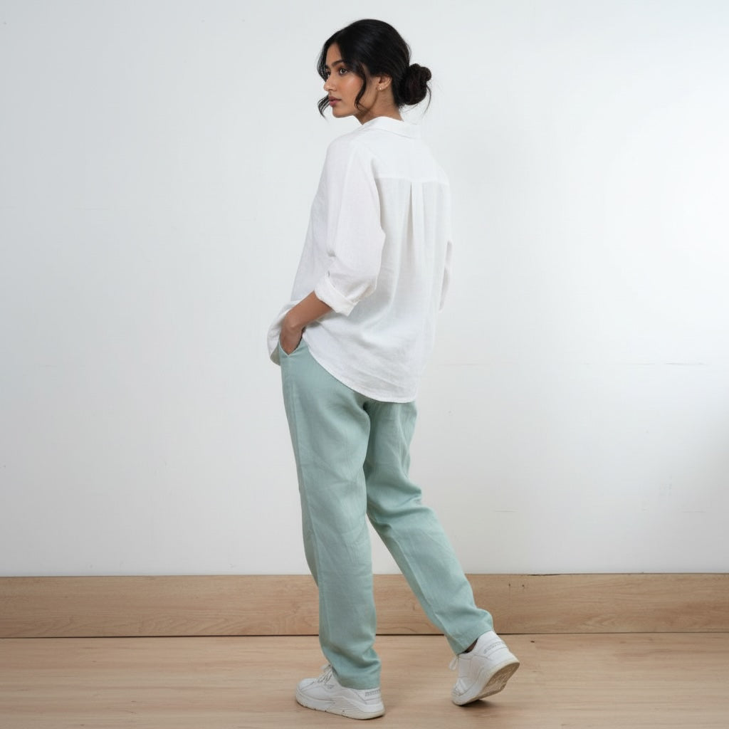 Relaxed fit Pants- 100% Premium Linen - Women - Sage