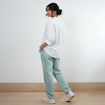 Relaxed fit Pants- 100% Premium Linen - Women - Sage