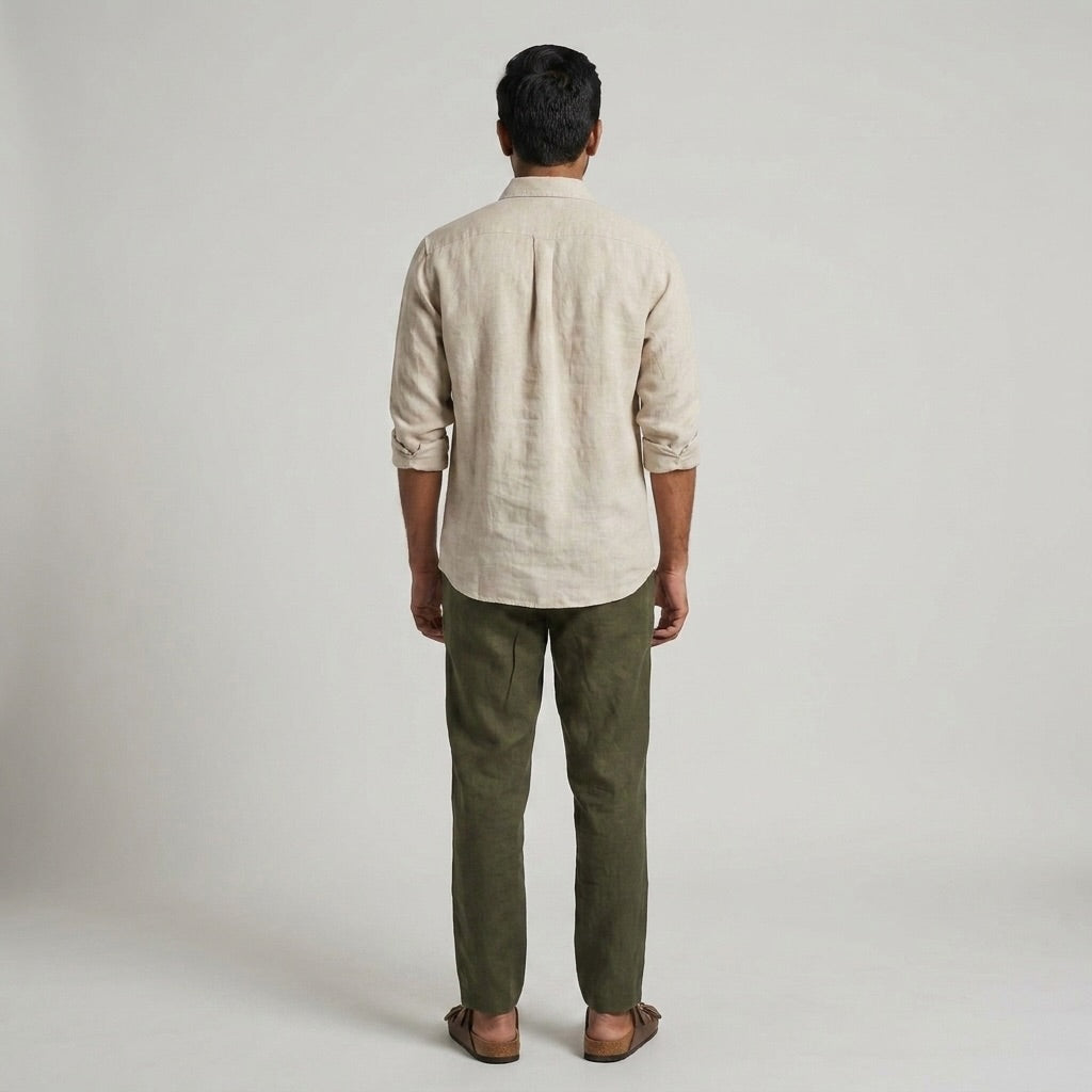 Linen Chinos for Men- Olive