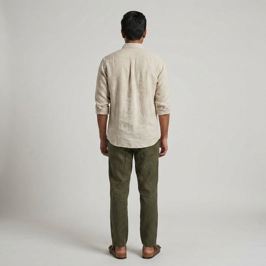 Linen Chinos for Men- Olive