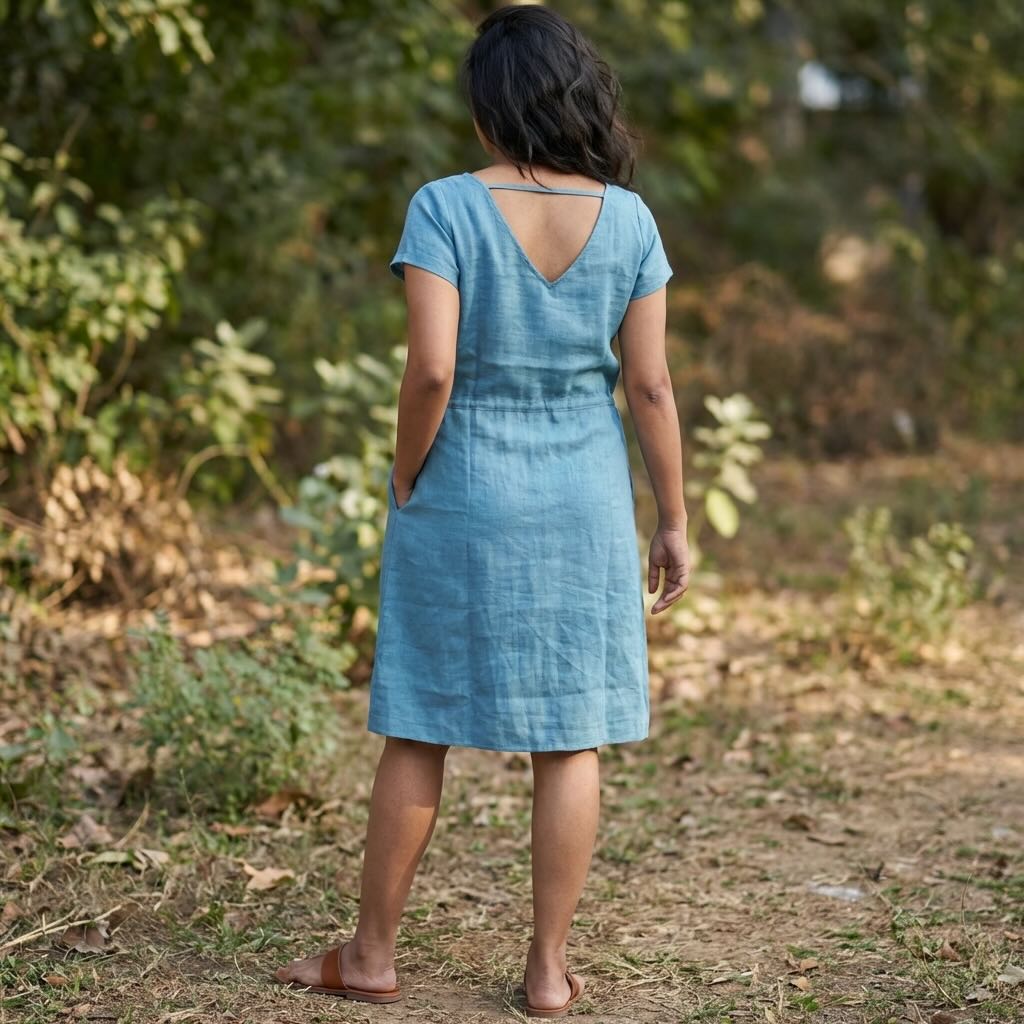 Summer dress - 100% Linen Non Transparent - Women -Sage