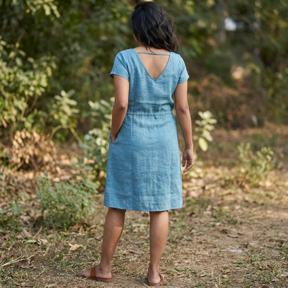 Summer dress - 100% Linen Non Transparent - Women -Sage