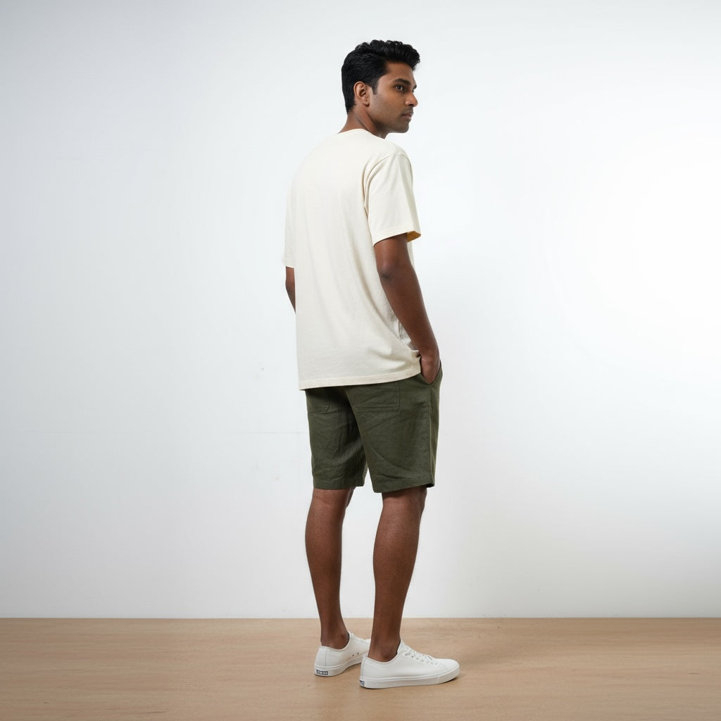 Classic Shorts- 100% Premium Linen - Men's Shorts - Olive