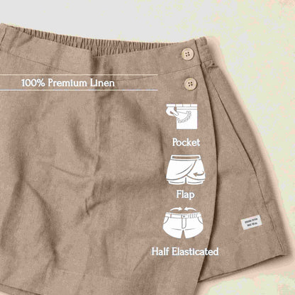 Linen Skorts for Women with Pockets- Taupe