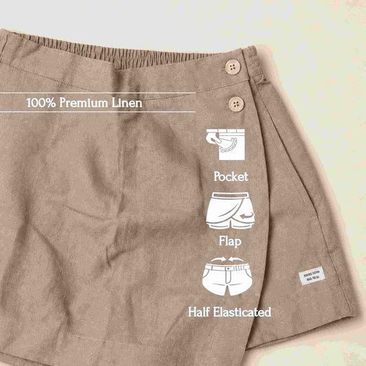 Linen Skorts for Women with Pockets- Taupe